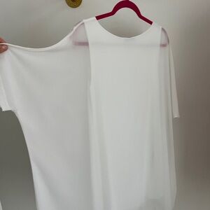 SHAN White Sheer Tunic Layered Top SZ 10